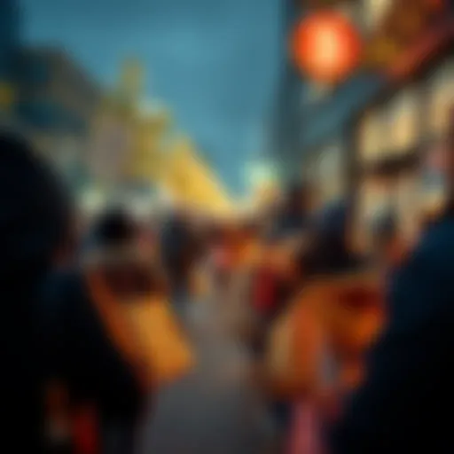 A crowd of shoppers camping outside a store for Black Friday sales, showing excitement and anticipation for discounts.