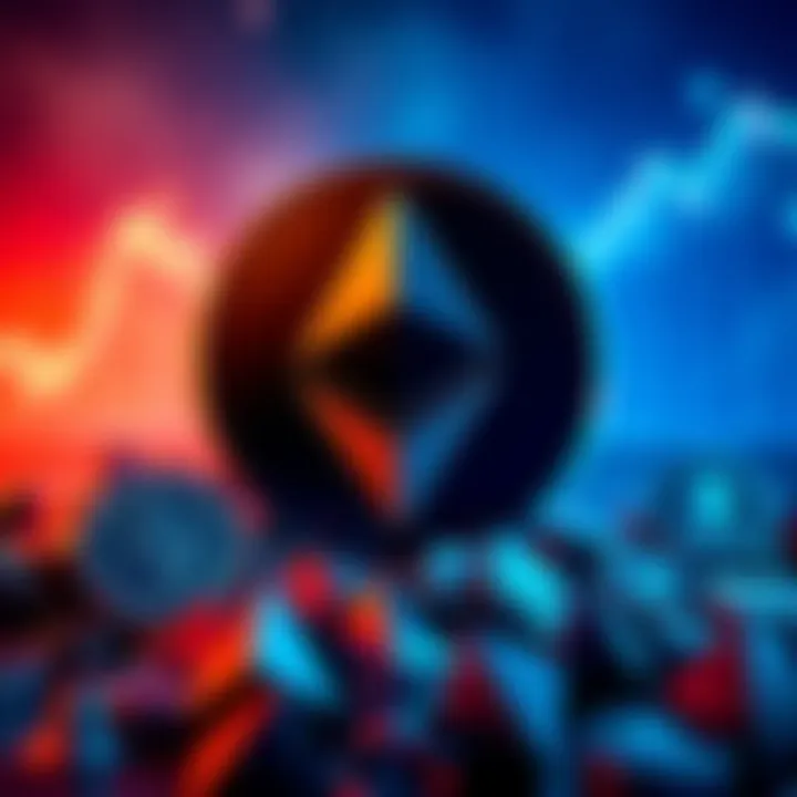 Illustration of BlackRock's logo alongside Ethereum symbols representing potential investment impact