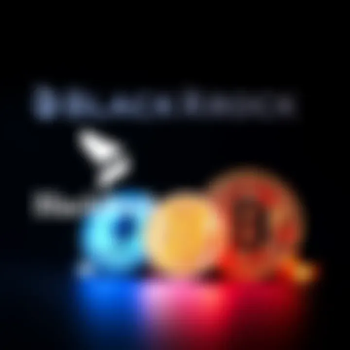 BlackRock and Vanguard logos displayed alongside Bitcoin and Ethereum symbols, representing their influence in the cryptocurrency market