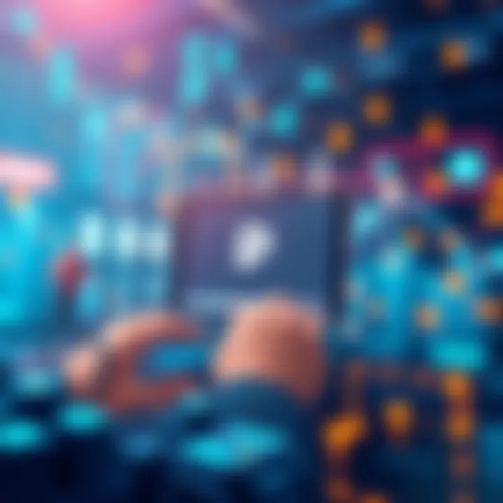 Blockchain Technology for Ads Illustration showing blockchain technology preventing fake views in online advertising, with a focus on video content and user engagement.