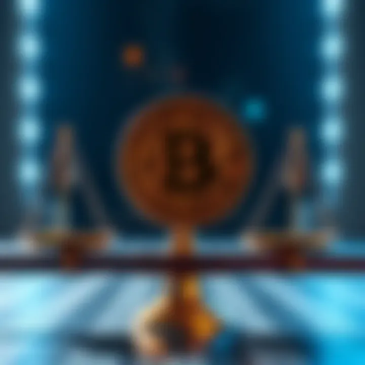 Blockchain and Politics Neutrality A conceptual image showing a blockchain symbol balanced on a scale, representing neutrality away from political influence.