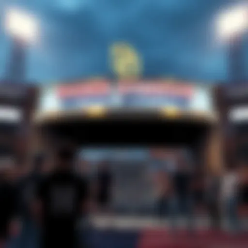 Fans looking at the blocked entrance of Padres Stadium, displaying confusion and concern over the unexpected closure.