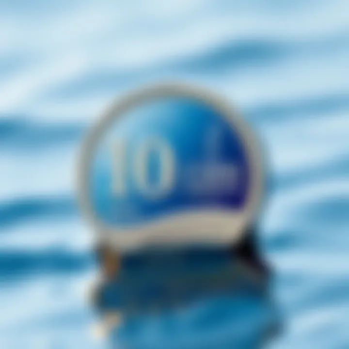 Close-up view of the 2021 Bluenose 10c coin showing two shades of blue representing water