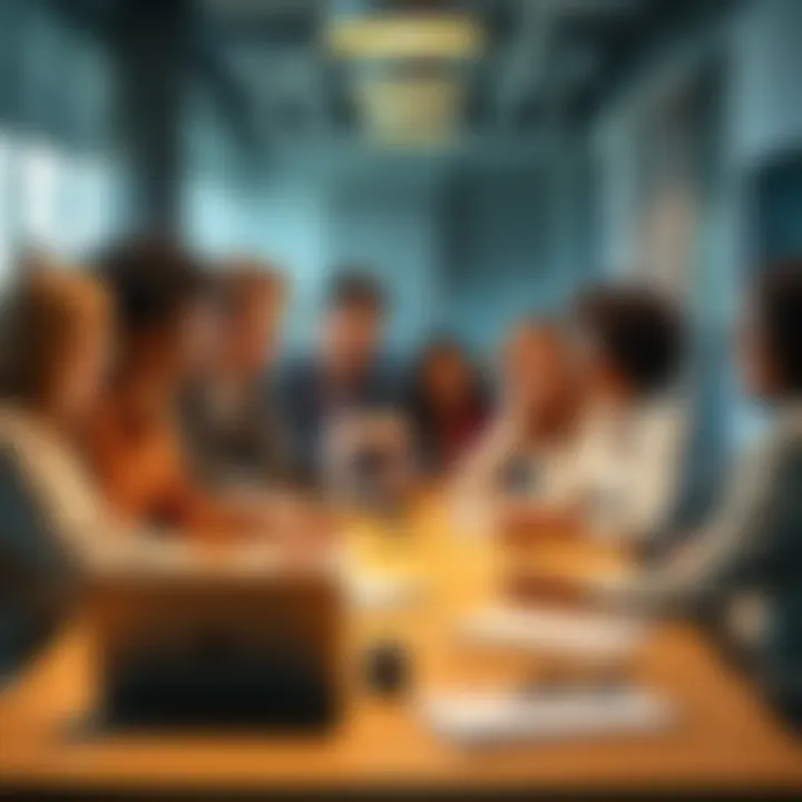 Bold Business Strategies A group of diverse people brainstorming and discussing innovative strategies at a modern office table.