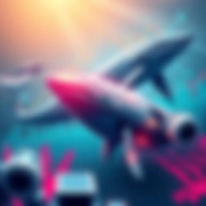 Illustration showing digital trading bots and large whales representing big players dominating the market, with charts and graphs in the background.