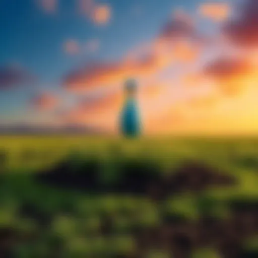 A newly purchased plot of land features a colorful bowling statue that appears to have appeared suddenly, with grass and soil around it.