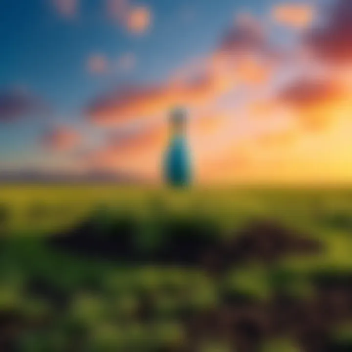 A newly purchased plot of land features a colorful bowling statue that appears to have appeared suddenly, with grass and soil around it.