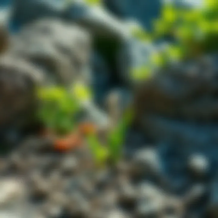A vibrant scene in Brescia showing green plants growing through rocky terrain, symbolizing nature's strength and resilience against challenges.