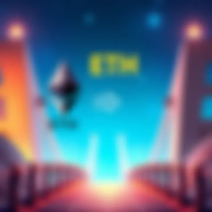 A graphic showing Ethereum and Solana logos with arrows indicating a transfer between them, representing DeFi bridging.