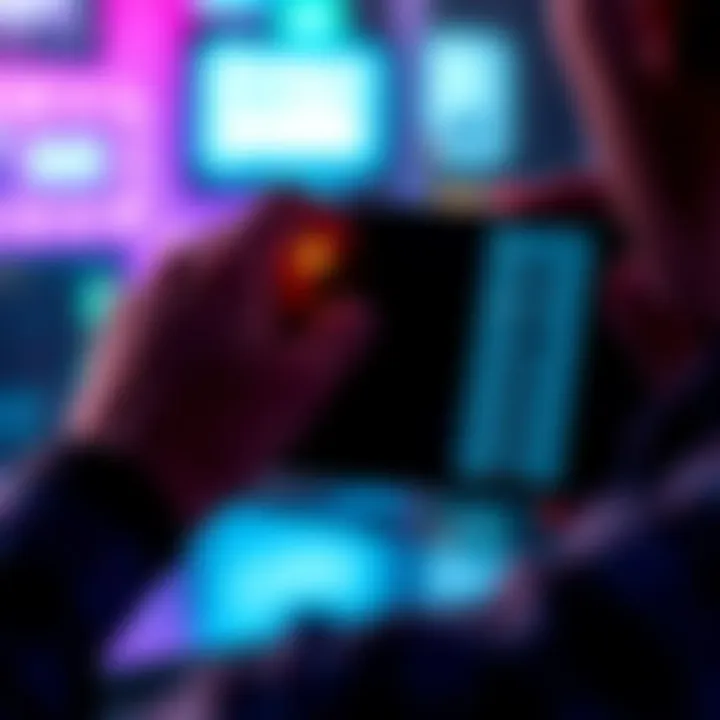 A person adjusting the screen brightness settings on a Gen5 device, with a bright display visible.