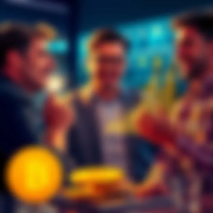 Brother-in-law Investing in Bitcoin A man confidently shares advice about investing in Bitcoin with his family, showcasing a graph of Bitcoin's rising value