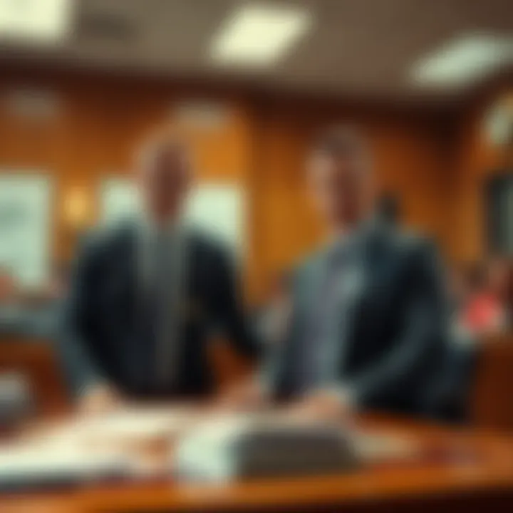 Brothers in Courtroom Two brothers in a courtroom during their trial for a cryptocurrency theft, surrounded by legal documents and their legal team.