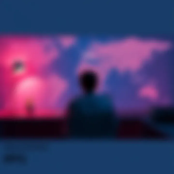 A person sitting at a desk using a laptop to access the IPFS network while looking at a world map on the wall, representing global sharing of content.