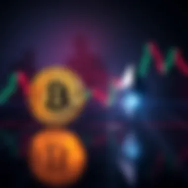 A chart displaying Bitcoin and Ethereum price levels hitting resistance in a volatile market