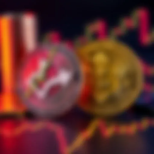 A visual comparison between physical Bitcoin coins and a tax-deferred Bitcoin ETF symbol, illustrating investment choices.