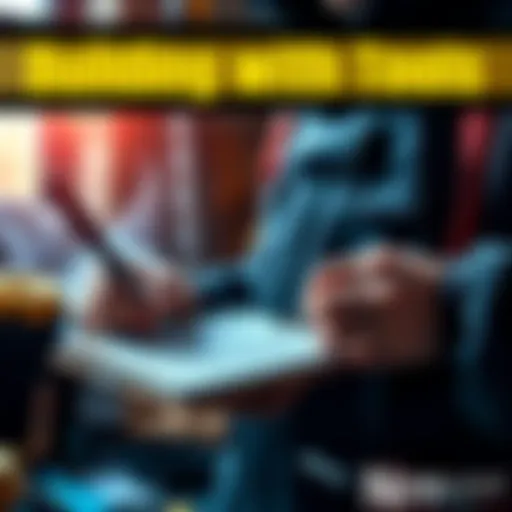 A person holding tools while brainstorming building ideas on a notepad.