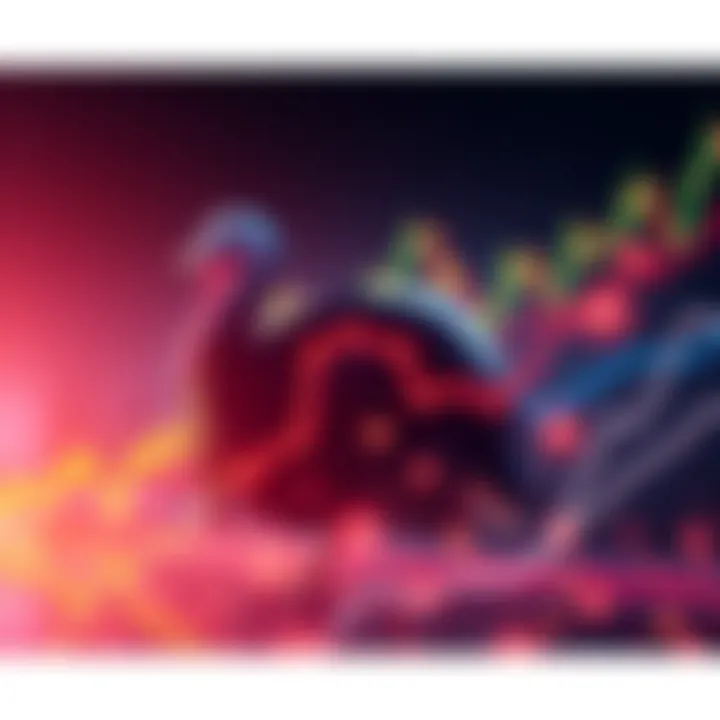 Graphic showing a bullish Turkey pattern in market charts with upward trends and investment symbols