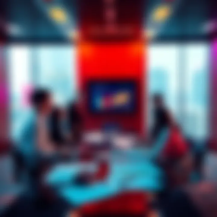 A business team discussing strategy changes around a conference table with charts and documents.