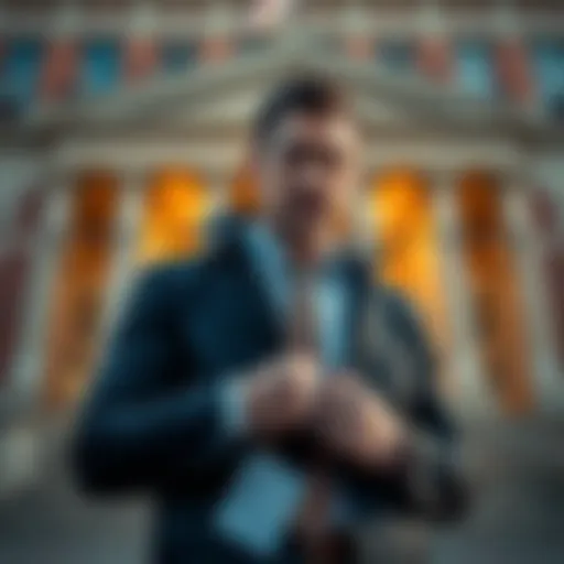 A businessman in handcuffs outside a courthouse, representing his conviction for a Ponzi scheme linked to AI and cryptocurrency mining.