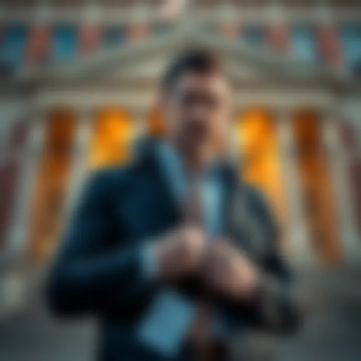 A businessman in handcuffs outside a courthouse, representing his conviction for a Ponzi scheme linked to AI and cryptocurrency mining.