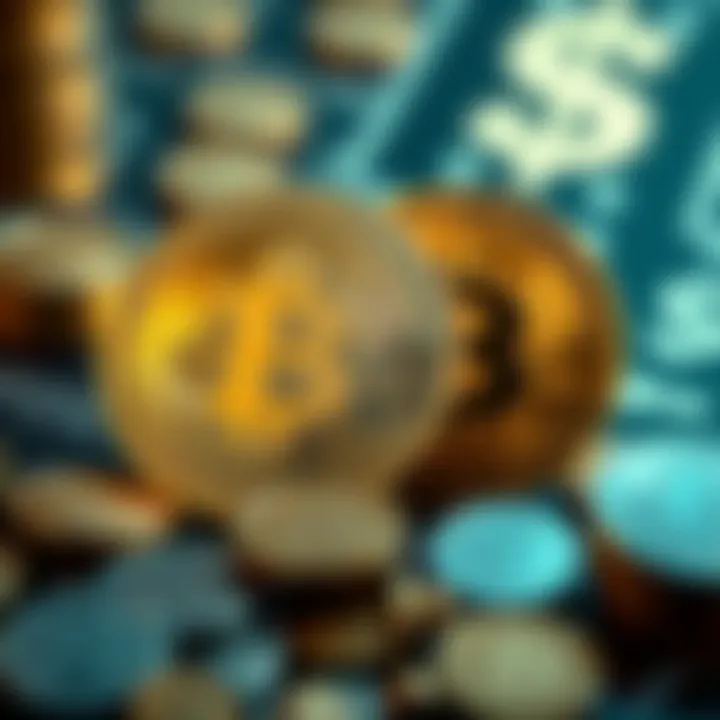 A graphic showing a parody coin labeled Buttcoin next to Bitcoin, highlighting the growing interest in memecoins, with coins and dollar signs in the background.