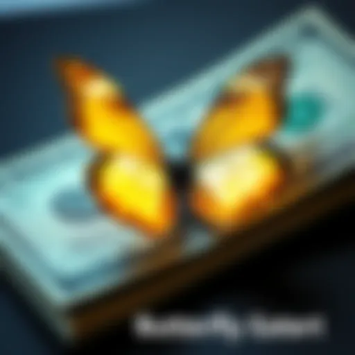 A butterfly resting on a U.S. dollar bill symbolizes financial impact, representing the story of a billionaire's losses due to a BSV transaction in Thailand.