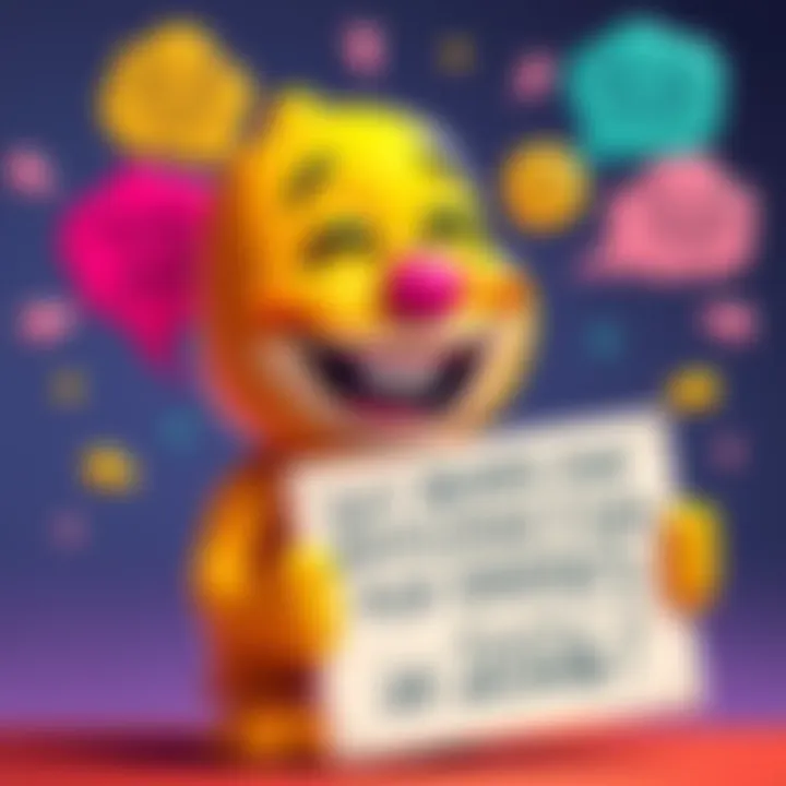 A cartoon character named Butters laughing and holding a sign with funny excuses written on it, surrounded by colorful bubbles of humor