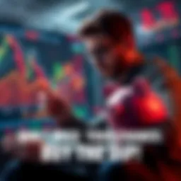 A person analyzing stock market charts with falling prices and a piggy bank ready to invest