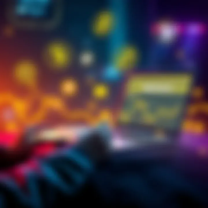 A person using a laptop to buy cryptocurrency on Binance UK, surrounded by payment icons