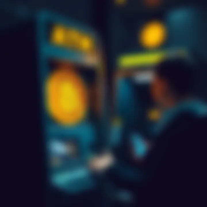 Person using a Bitcoin ATM to buy cryptocurrency
