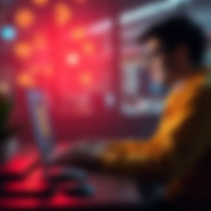 A person using a laptop to buy Bitcoin online, looking satisfied with privacy options