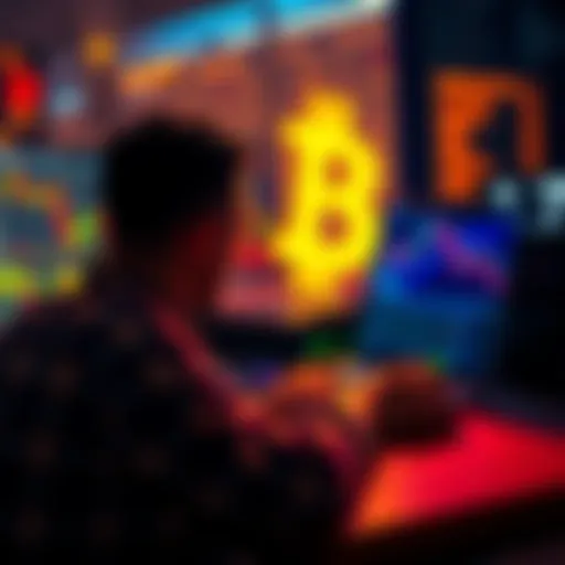 A person considering buying LTC on a laptop with financial charts on the screen