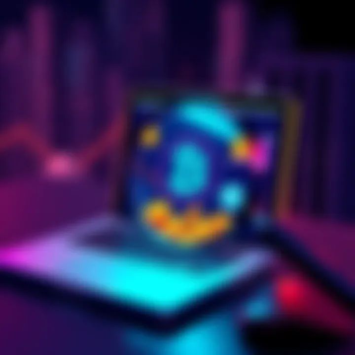 An illustration showing a laptop with cryptocurrency graphics and a magnifying glass, suggesting scrutiny and investigation of Byttcoins.