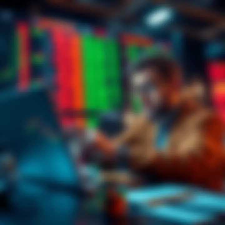 A person analyzing financial data on a laptop, looking concerned about investment losses in VGX cryptocurrency.