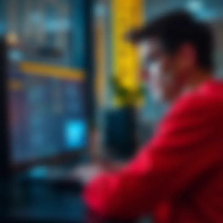 A frustrated Canadian looking at a computer screen displaying Binance interface, searching for assistance on retrieving USDT after regulatory changes.