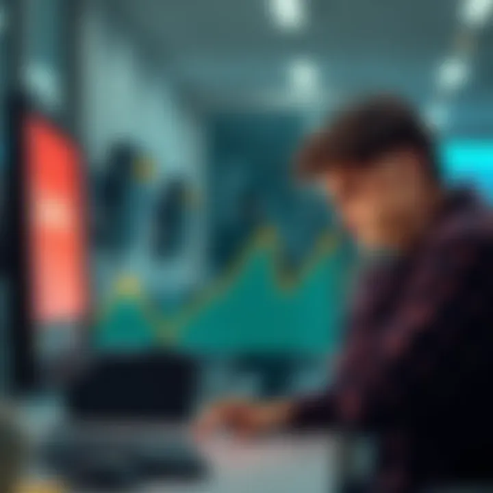 A graph showing rising cancellation rates alongside declining service standards, with a frustrated person at a computer in the background