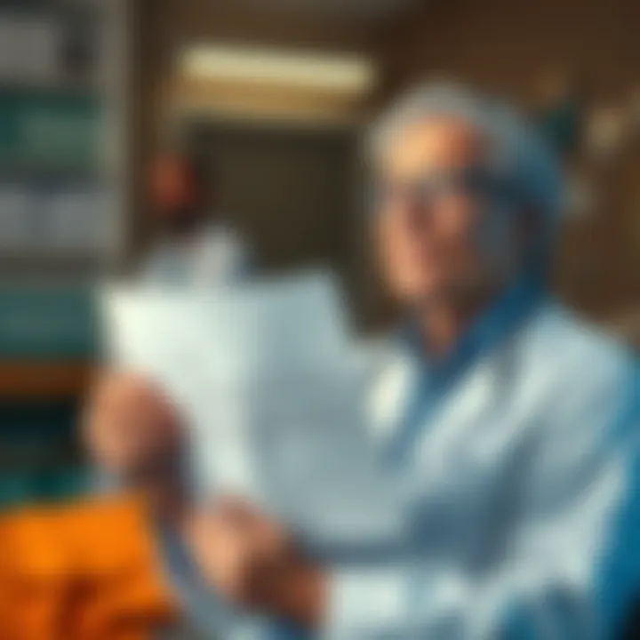 A distressed cancer patient holds a letter of treatment approval, looking relieved and hopeful. In the background, medical documents and a supportive doctor are visible.