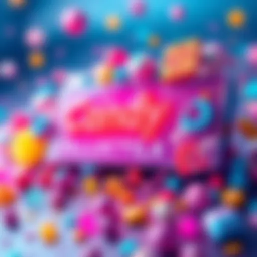 A colorful graphic representing Candy Digital's transition to the Solana blockchain, featuring digital collectibles and blockchain symbols.