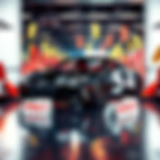 A popular car model surrounded by price tags indicating high values and excited buyers