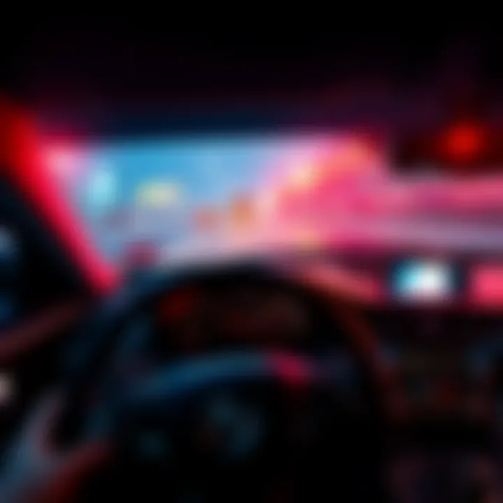 A car in a video game with missing engine sounds, showcasing dashboard view