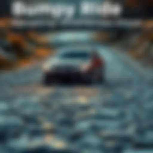 A car navigating a rough and uneven road, symbolizing challenges ahead.