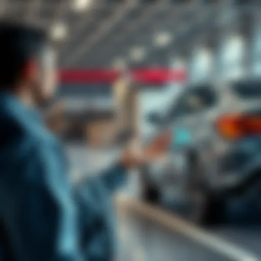 A person shows a sold car and discusses payment arrangement with a shipping company for international delivery