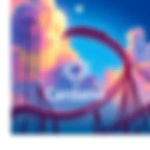 An illustration showing the Cardano logo alongside a roller coaster to symbolize the ups and downs of investor sentiment around the project
