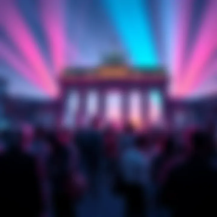 A vibrant scene of the Cardano Summit 2025 in Berlin with people engaged in discussions and presentations about blockchain technology and innovation.