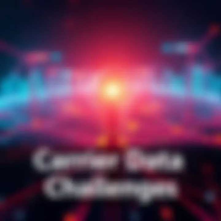 Carrier Data Challenges A visual representation of declining carrier data networks with broken connections and faded signals, symbolizing uncertainty in the industry.