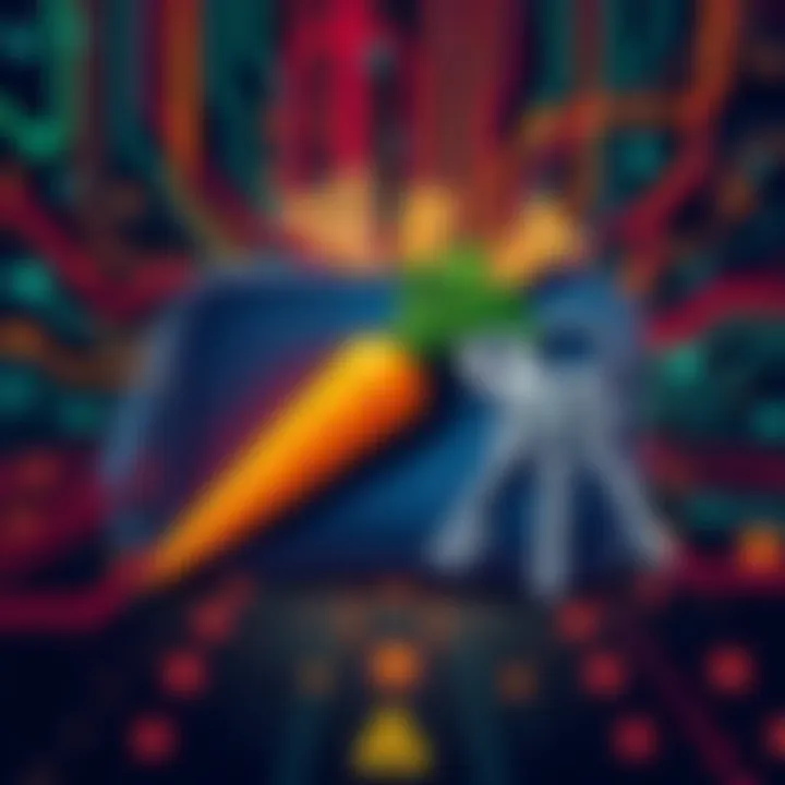 An illustration showing a digital wallet with keys, symbolizing privacy in Monero transactions, with a carrot motif to represent Carrot View Keys.