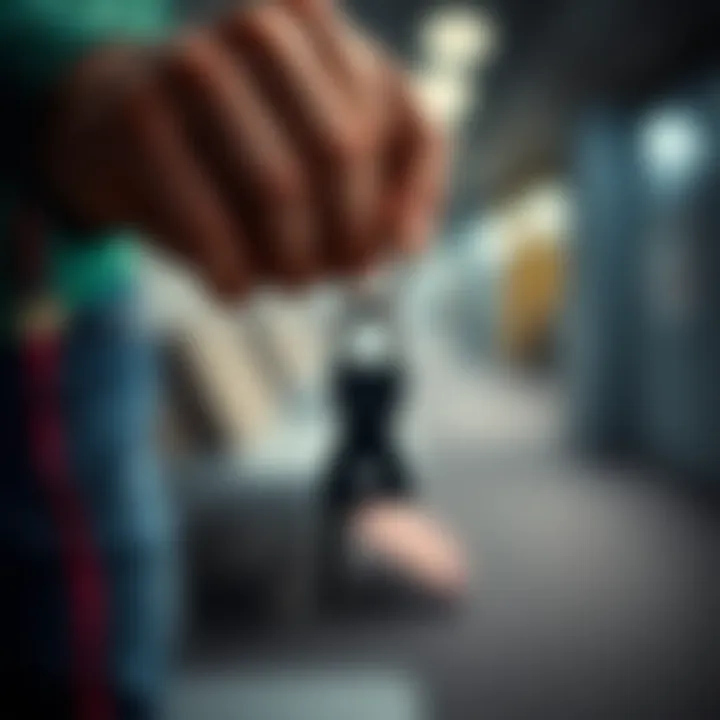 Carrying a metal key in hand A person holding a metal key while preparing for a move across the country