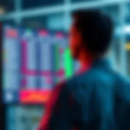 A person looking at a screen displaying stock prices with cash back rewards highlighted on the side