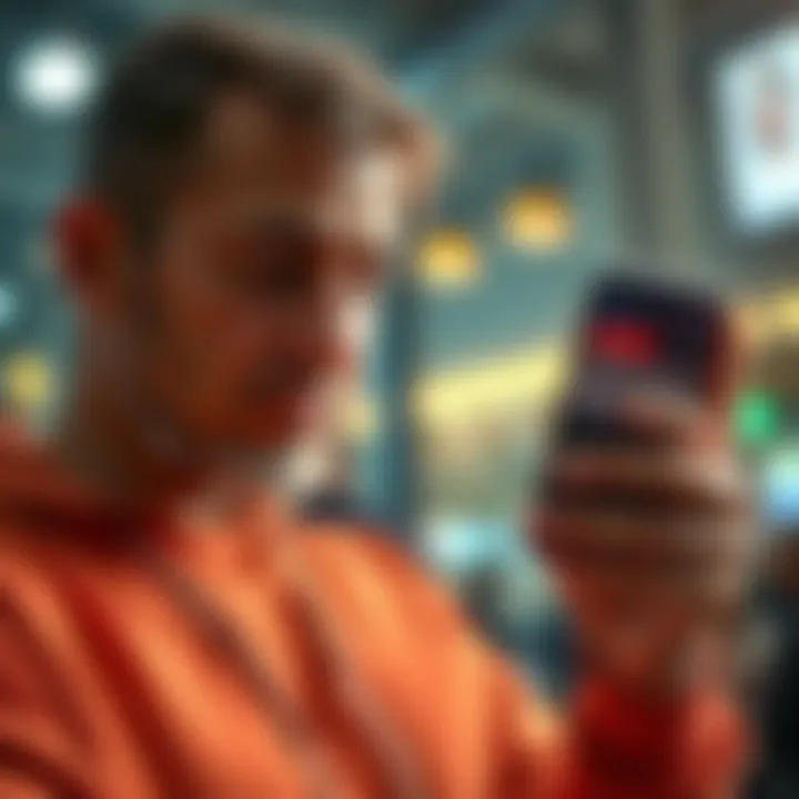 Person frustrated looking at a smartphone with an app showing error during cash-out