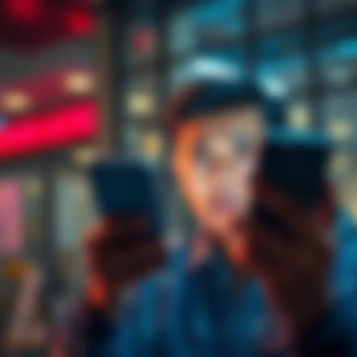 Cash withdrawal request pending A person looking frustrated while checking their banking app showing a pending cash withdrawal